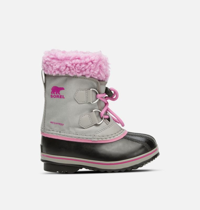 Sorel Barn Vinterkängor Grå/Svarta/Rosa - Childrens Yoot Pac™ Nylon - KAX-690342